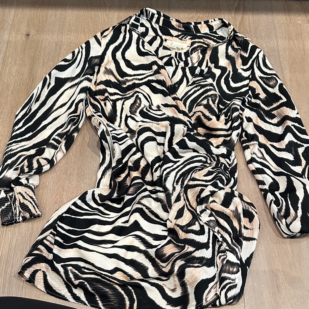Zebra Print Long Sleeve Dress